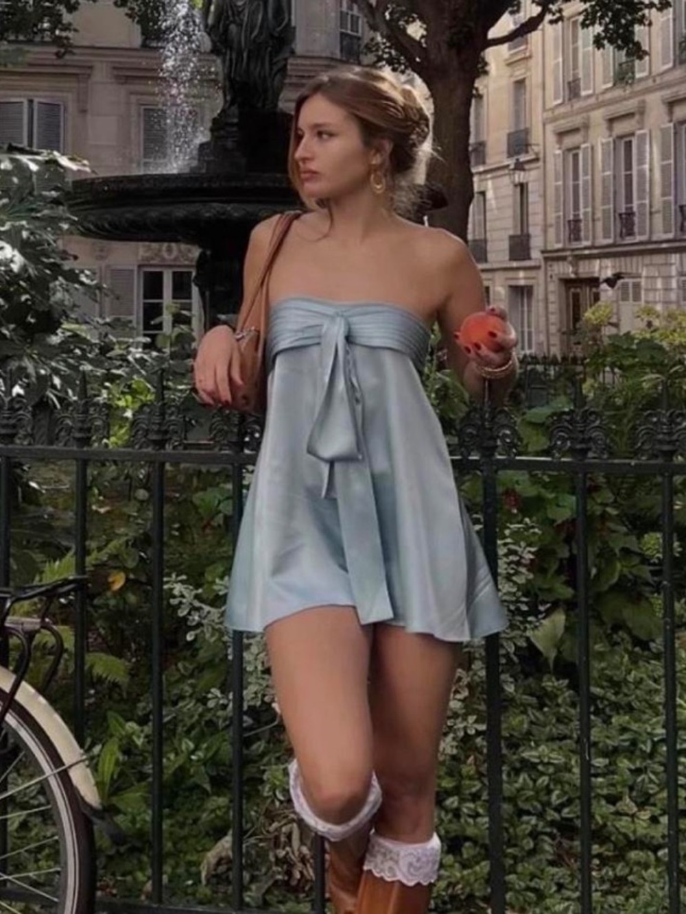 XS- Satin Babydoll Dress in Blue